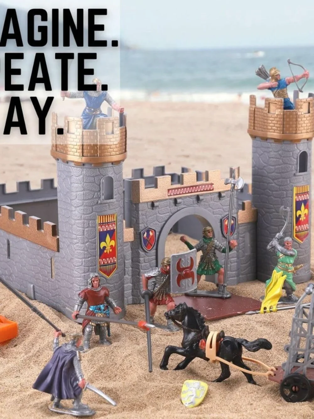 Medieval Castle Kingdom Knights Action Figure Toy Army Playset with Castle, Figu - Picture 5 of 7